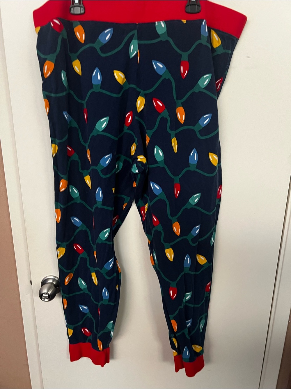 Womens xxl  Holiday Light Print Pajama Pants - Navy & Red